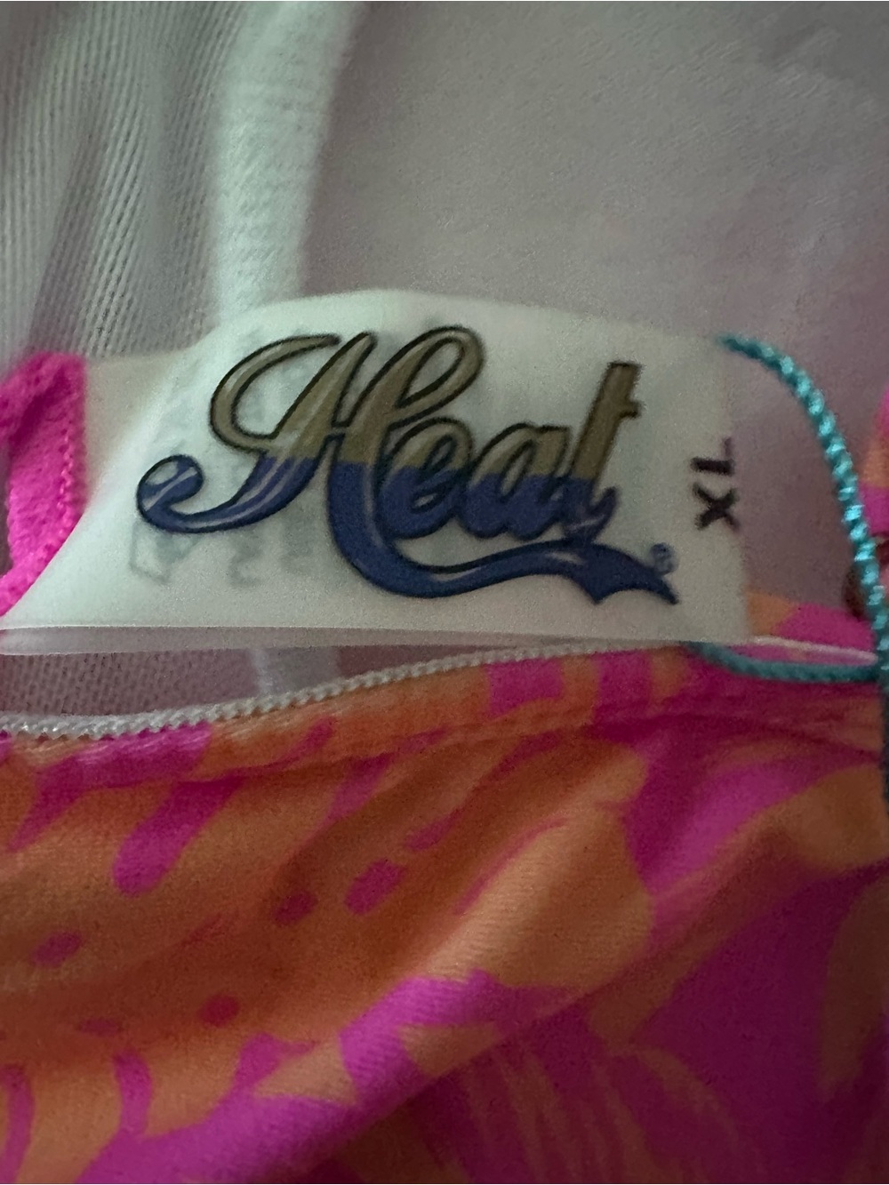 HEAT Swimwear, Tankini Set, Pink & Orange Tropical Palm, Size XL - Picture 15 of 16